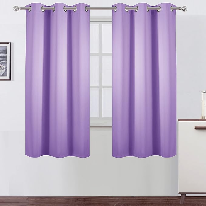 LEMOMO Lavender Blackout Curtains 38 x 63 Inch Length/Set of 2 Curtain Panels/Thermal Insulated Room Darkening Blackout Curtains for Bedroom