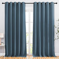 NICETOWN Blackout Smoky Blue Curtains for Sliding Glass Door, Grommet Window Treatment Thermal Curtains Room Dividers for Living Room/Bedroom, 2 Panels, W66 x L102