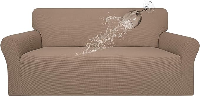 Easy-Going 100% Waterproof Couch Cover, Dual Waterproof Sofa Cover, Stretch Jacquard Sofa Slipcover, Leakproof Furniture Protector for Kids, Pets, Dog and Cat (Sofa, Camel)