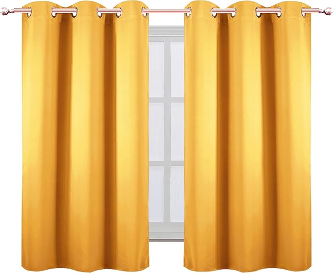 LEMOMO Yellow Thermal Blackout Curtains/38 x 54 Inch/Set of 2 Panels Room Darkening Curtains for Bedroom