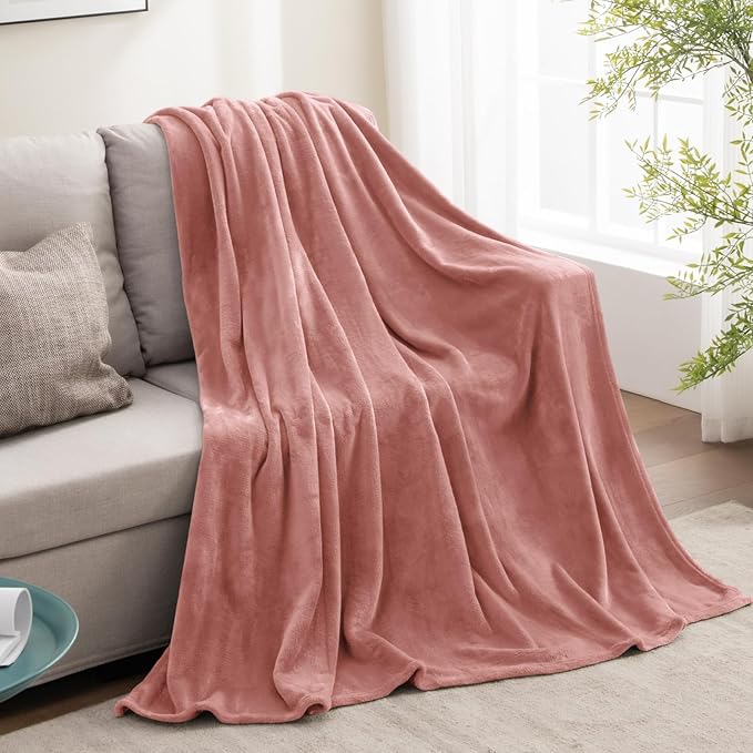 BEDELITE Fleece Blanket Twin Size Dusty Pink Throw Blankets for Couch & Bed, Luxury Plush Cozy Fuzzy Blanket 60x80 inches, Super Soft Warm Lightweight Throw Blanket for Travel Camping
