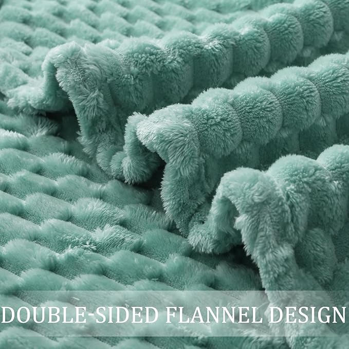 Exclusivo Mezcla Fleece Twin Blanket for Bed, Extra Large Fuzzy Celadon Bed Blankets, Soft Cozy Plush Sofa Throws for All Seasons, 60x80 Inches