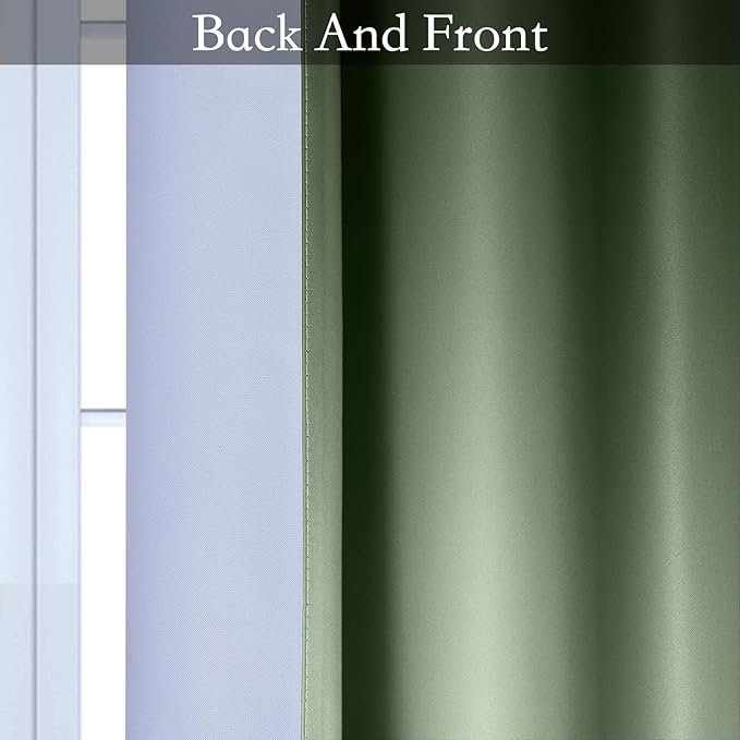 SimpleHome Ombre Room Darkening Curtains for Living Room, Light Blocking Sage Green to Grey White Thick Thermal Insulated Grommet Window Curtains Drapes for Bedroom, 2 Panels, 52x63 inches Length