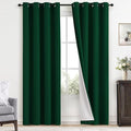 Yakamok 100% Blackout Curtains Dark Green Room Darkening Thermal Insulated with 2 Thick Layers-Hunter Green Window Drapes Set of 2 Panels for Bedroom Living Room 52 Inches by 96 Inches Length