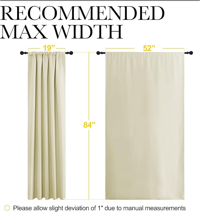 NICETOWN Room Darkening Curtains for Bedroom - Home Decoration Privacy Protection Thermal Insulated Solid Drapes/Draperies for Sliding Glass Door (Beige, Set of 2, 52 x 84 inches)