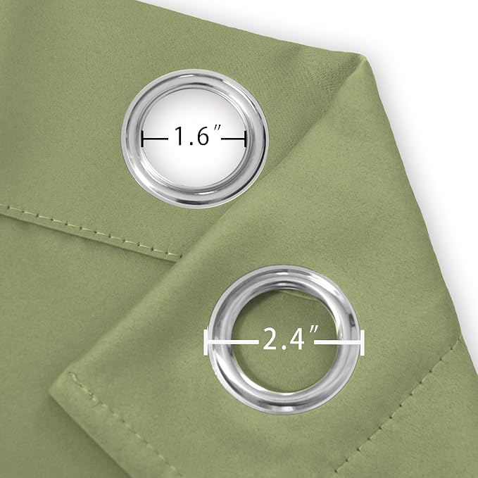LEMOMO Blackout Curtains 52 x 108 inch/Sage Green Curtains Set of 2 Panels/Thermal Insulated Room Darkening Bedroom Curtains
