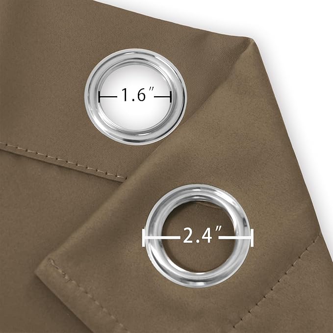 LEMOMO Blackout Curtains 66 x 54 Inch Long Brown Curtains Set of 2 Panels Room Darkening Curtains for Bedroom and Living Room