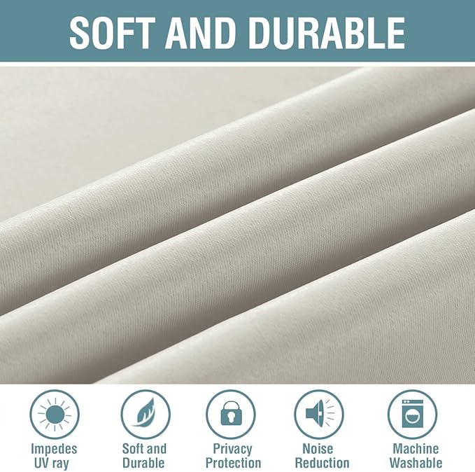 H.VERSAILTEX Window Treatment Blackout Curtains 63 inches Length, Thermal Insulated Room Darkening Solid Grommet Curtains/Drapes for Bedroom/Living Room - 1 Panel, Ivory/Cream, 52" W x 63" L