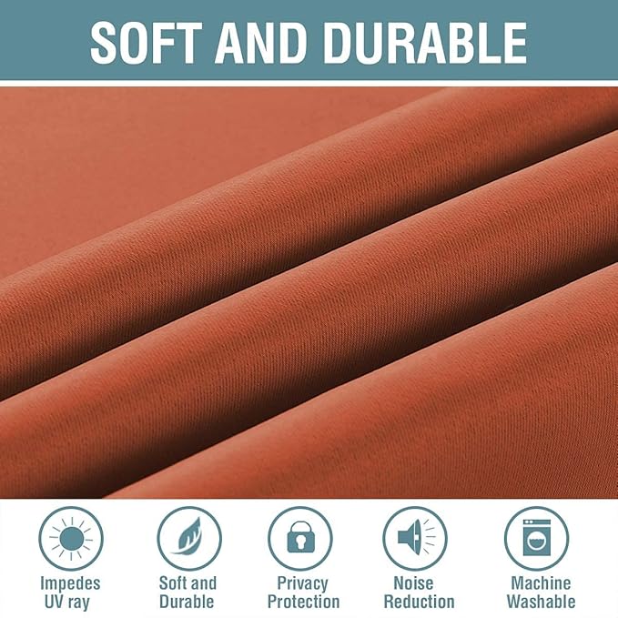 H.VERSAILTEX Blackout Curtain for Living Room Thermal Insulated Grommet Window Treatment Panel for Bedroom, Energy Saving Curtain for Large Window, Thick and Soft - Orange -Set of 1 Panel, 52'W x 96'L