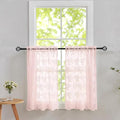 YJ YANJUN Vintage Lace Curtains 30 inch Length 2 Panels - Cute Floral Short Pink Sheer Window Curtain Panels for Little Girls Room Bedroom Princess Cafe Half Curtains Rod Pocket Pink Boho Decor