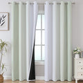 Estelar Textiler Sage Green and Greyish White Ombre Blackout Curtains 90 Inch Length 2 Panels Set, Thermal Insulated Drapes for Bedroom, Full Light Blocking Grommet Curtains for Living Room,52Wx90L