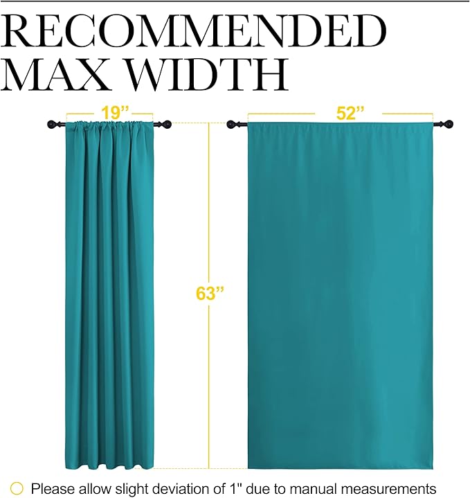 NICETOWN Peacock Blue Blackout Curtains Panels for Window, Thermal Insulated Rod Pocket Blackout Drapes/Draperies for Living Room (2 Panels, W52 x L63 inches)
