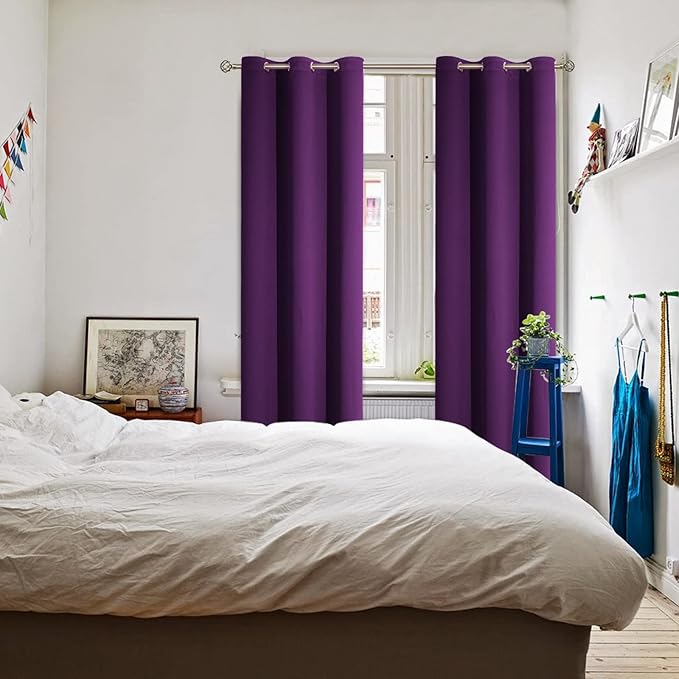 BGment Blackout Curtains - Grommet Thermal Insulated Room Darkening Bedroom and Living Room Curtain, Set of 2 Panels (42 x 84 Inch, Royal Purple)