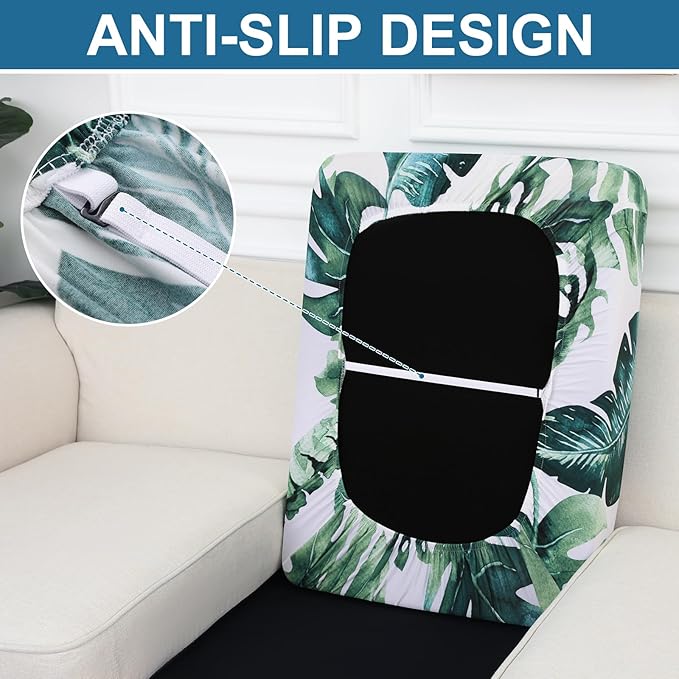 Smiry Printed Couch Cushion Covers, Stretch Soft Couch Covers for Sofa, Washable Non-Slip Sofa Slipcover Furniture Protector for Indoor and Outdoor (3 Pack, Green)