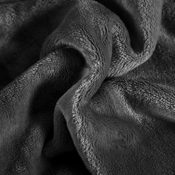 TASTHROW Large Flannel Fleece Throw Blanket, 90×90 Inch - Cozy Lightweight Thick Blanket - All Seasons Suitable for Women, Men and Kids (Grey)