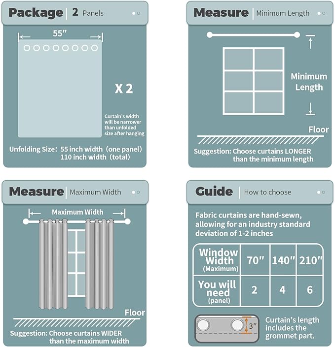 BGment Room Darkening Curtains for Bedroom - Grommet Thermal Insulated Window Treatments Light Blocking Curtains for Living Room, Set of 2 Panels, Each 55 x 69 Inch, Greyish White