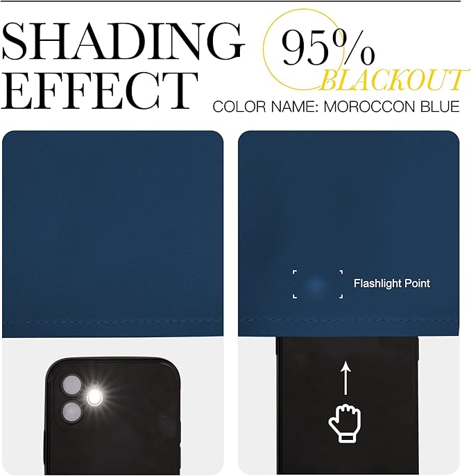 NICETOWN Moroccan Blue Blackout Curtains 120" Long for Office, Dining Room, Guest Room, 55" Wide, 2 Pieces, Sound Reducing Heat and Cold Block Curtain Panels for Modern Room Decorative
