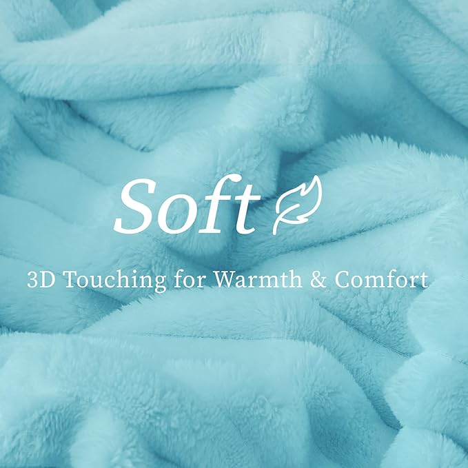BEDELITE Twin Blanket for Couch & Bed, 300GSM Soft & Warm Fleece Blanket, Decorative and Giftable Striped Sky Blue Blankets for Women, Men, 60"x80"