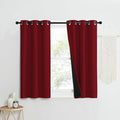 NICETOWN 100% Blackout Curtains with Black Liner Backing, Thermal Insulated Curtains for Living Room, Noise Reducing Drapes for Christmas, Burgundy Red, 37" x 40" Per Panel, Set of 2