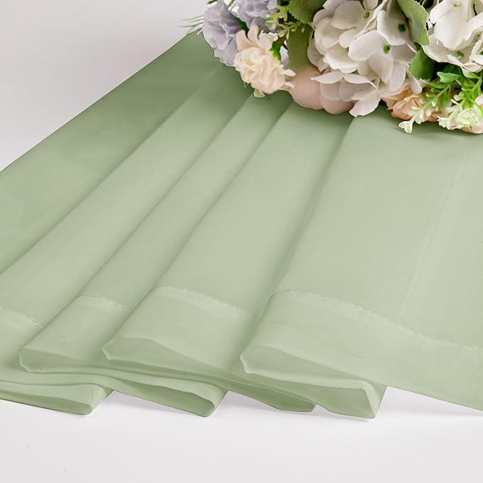 Chyhomenyc Sheer Valances for Windows 2 Pack, Small Window Curtains for Living Room Bathroom Cafe Laundry Basement, Modern Top Dual Rod Pocket Voile Curtain, 42W x 18L inches, Light Green