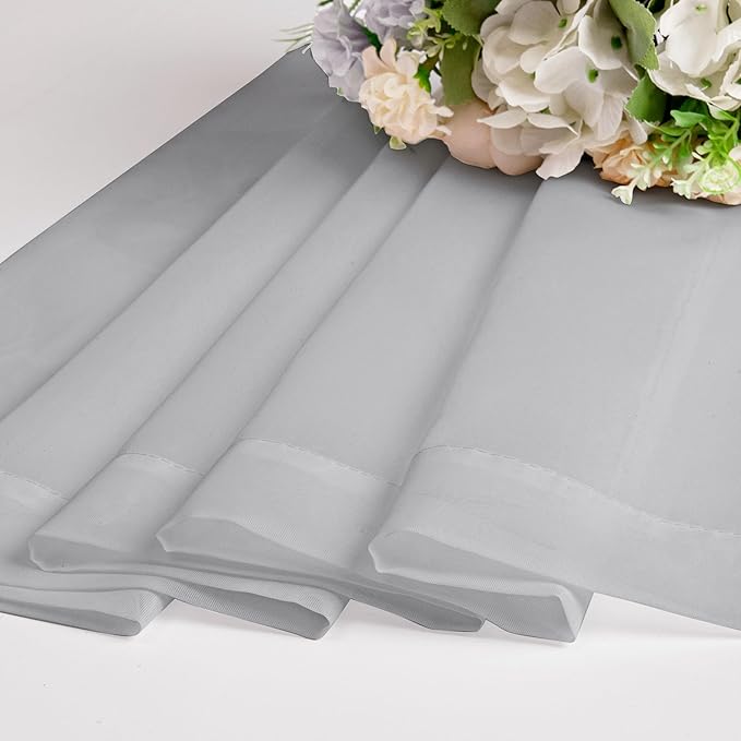Chyhomenyc Light Grey Sheer Curtains 45 Inch Long 2 Panels, Light Filtering Rod Pocket Voile Short Curtains Drapes for Living Room Bedroom Small Windows, 42Wx45L Inches