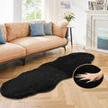 ORINOVA Black Shag Washable Fluffy Fur Area Rugs for Bedroom Living Room Faux Rabbit Fur Nursery Rug 2x6 Cute Shaped Rug Room Décor
