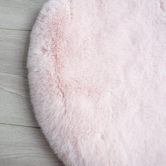 ORINOVA Small Pink Fuzzy Faux Rabbit Shaggy Fur Rug Furry Washable Runner Rug 2x6 Fluffy Rugs for Bedroom Living Room Nursery Rugs Teen Room Décor