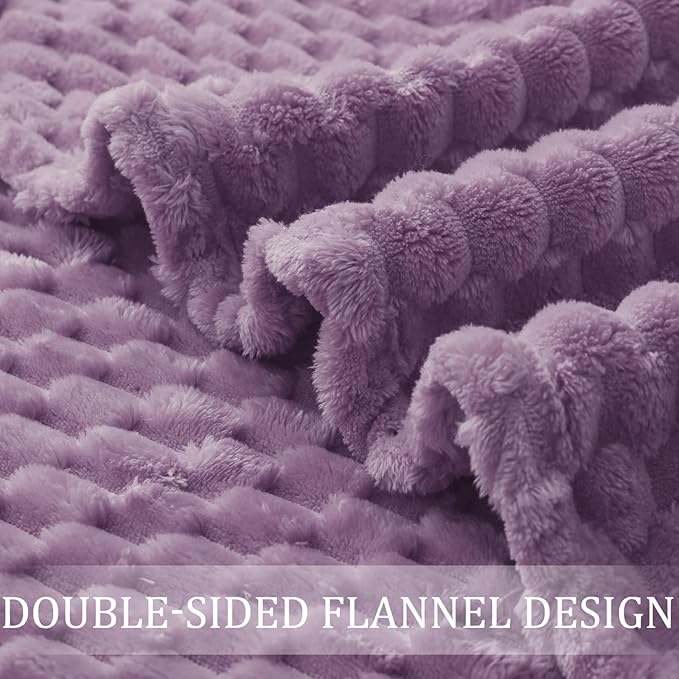 Exclusivo Mezcla Fleece Throw Blanket for Couch, Extra Large Fuzzy Grayish Purple Bed Blankets, Soft Cozy Plush Sofa Throws for All Seasons, 50x70 Inches