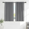 PONY DANCE Window Curtain Panels - Thermal Insulated Draperies Light Block Curtain Drapes with Back Tab Energy Saving for Kitchen, 52 Wide x 54 Inches Long, Silver Grey, 2 PCs