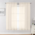 Chyhomenyc Cream Sheer Curtains 63 Inches Long 2 Panels Set- Light Filtering Curtains for Bedroom, Soft Airy Voile Rod Pocket Living Room Window Drapes, 42Wx63L Inches, 2 PCS