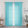 OWENIE Sheer Aqua Curtains for Bedroom Living Room 78 Inches Long 2 Panels Set, Soft Solid Light Filtering Sheer Curtain Rod Pocket Clear Drapes for Window Sliding Door, Aqua, Each 42 x 78 Inch