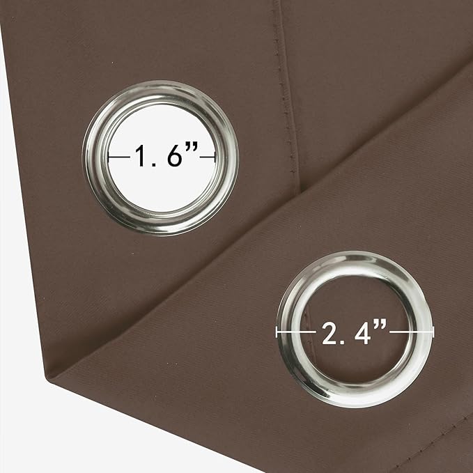 LEMOMO Blackout Curtains 66 x 54 Inch Long Chocolate Curtains Set of 2 Panels Room Darkening Curtains for Bedroom and Living Room