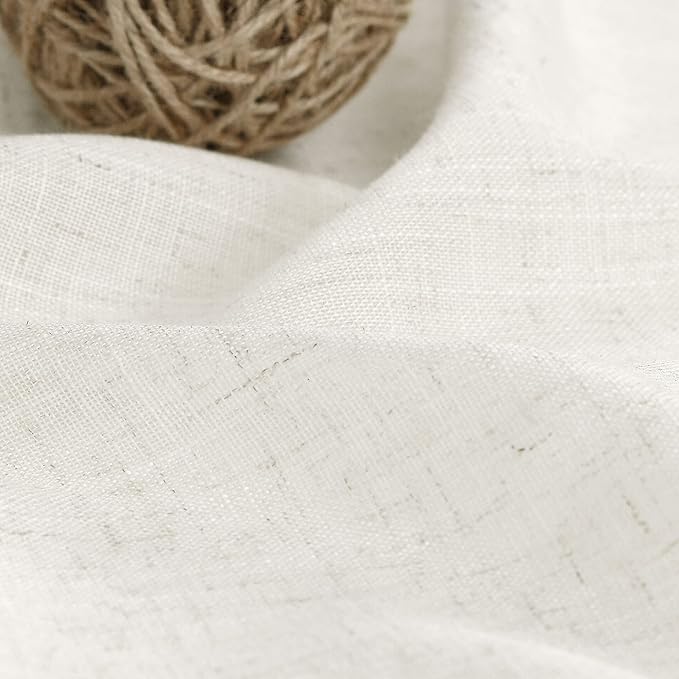 Cream Linen Curtains 101 Inches Long for Living Room Extra Long Back Tab Curtains Neutral Farmhouse Light Filtering Semi Sheer Linen Drapes Ceiling to Floor for Large Window 2 Panels Set 52x101