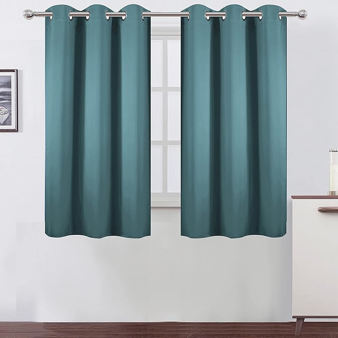 LEMOMO Sea Teal Thermal Blackout Curtains/38 x 54 Inch/Set of 2 Panels Room Darkening Curtains for Bedroom