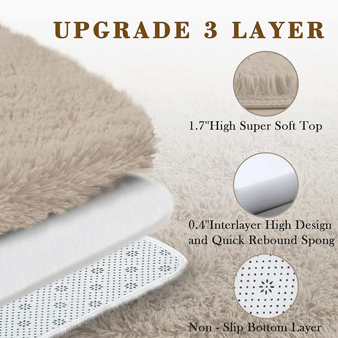 Rugs for Bedroom 4x6, Alfombras para Salas Shag Large Plush Soft Area Rug, Shaggy Carpets for Livingroom, Kids Boys Girls Home Decor Aesthetic(Beige, 4 x 6)
