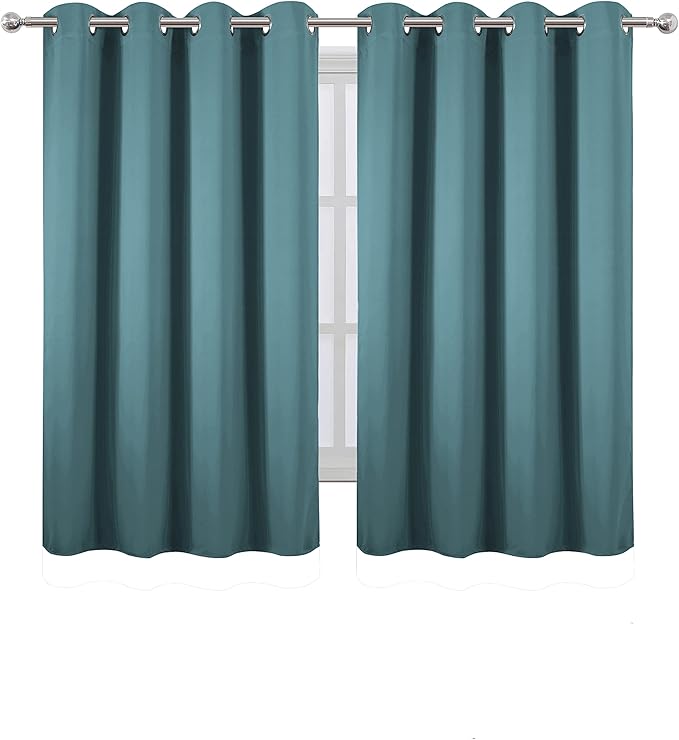 LEMOMO Sea Teal Thermal Blackout Curtains/52 x 54 Inch/Set of 2 Panels Room Darkening Curtains for Bedroom