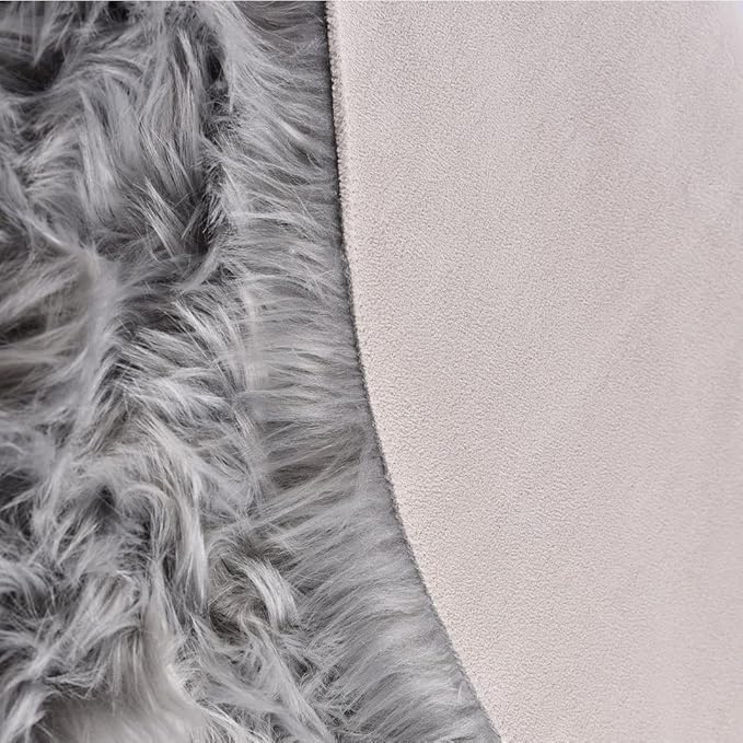 ORINOVA Light Grey Furry Washable Area Rugs for Living Room Faux Sheepskin Shaggy Fur Nursery Rug for Bedroom Cute Room 2x4 Rug