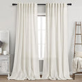 Extra Long Curtains 120 inch Length 2 Panels Back Tab Neutral Farmhouse Drapes Light Filtering Semi Sheer Linen Curtain 120 inches Long for Floor to Ceiling Window Patio Sliding Door Cream 10 FT