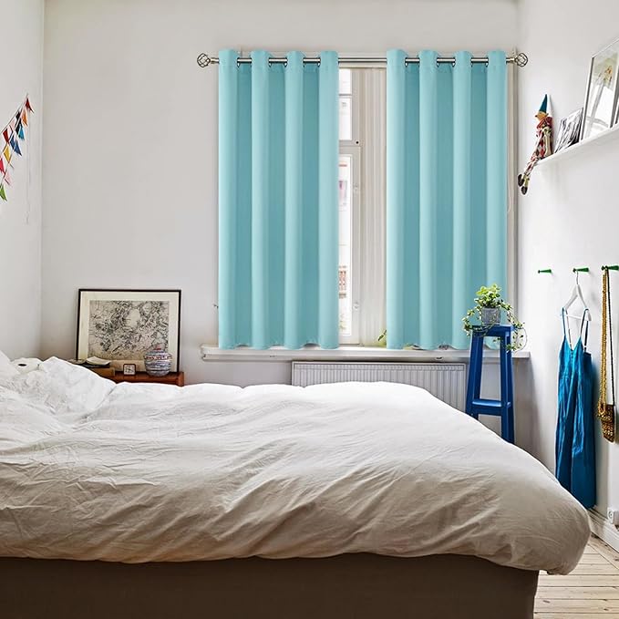 BGment Blackout Curtains - Grommet Thermal Insulated Room Darkening Bedroom and Living Room Curtains, Set of 2 Panels (46 x 54 Inch, Baby Blue)