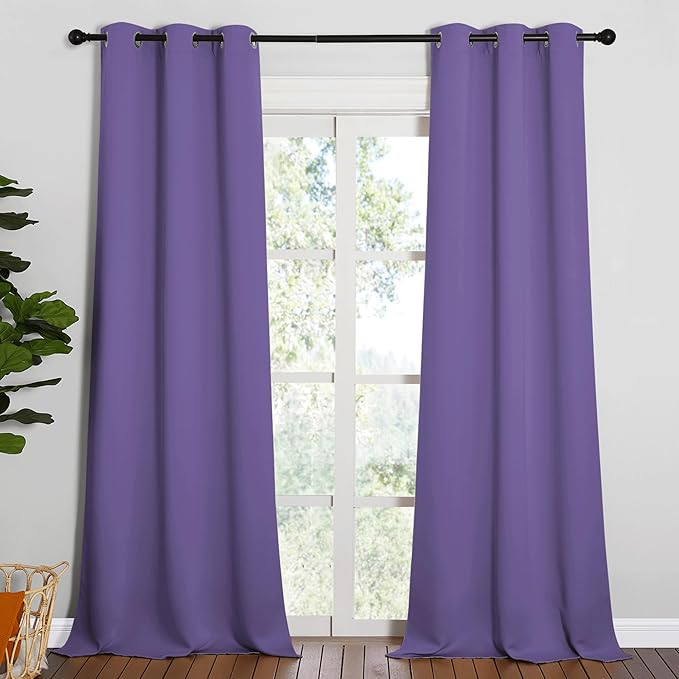 NICETOWN Patio Glass Door Blackout Curtains - Privacy Panel Drapes for Dining Room, Guest Room & Bedroom (Lilac Purple, 42" Wide x 95" Long, 1 Pair)