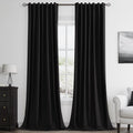 Guken Black 100% Blackout Curtains 108 Inch Length 2 Panels Set for Living Room Bedroom Back Tab Thermal Insulated Black Out Linen Drapes Room Darkening Window Curtains 52x108