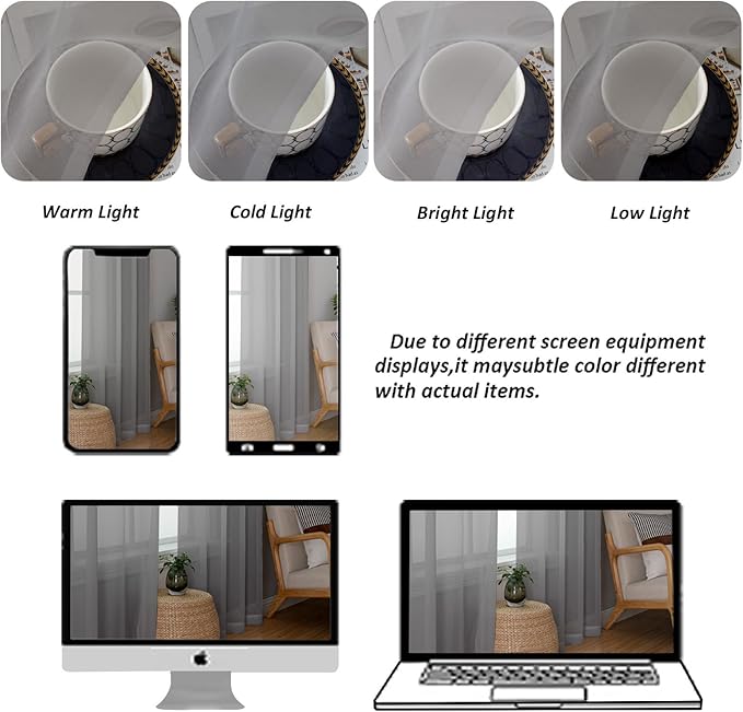Chyhomenyc Charcoal Grey Sheer Valances for Windows - Light Filtering Small Kitchen Curtains, Rod Pocket Short Top Window Treatment Decor for Living Room Bathroom Basement, 42Wx16L inches, 2 Panels