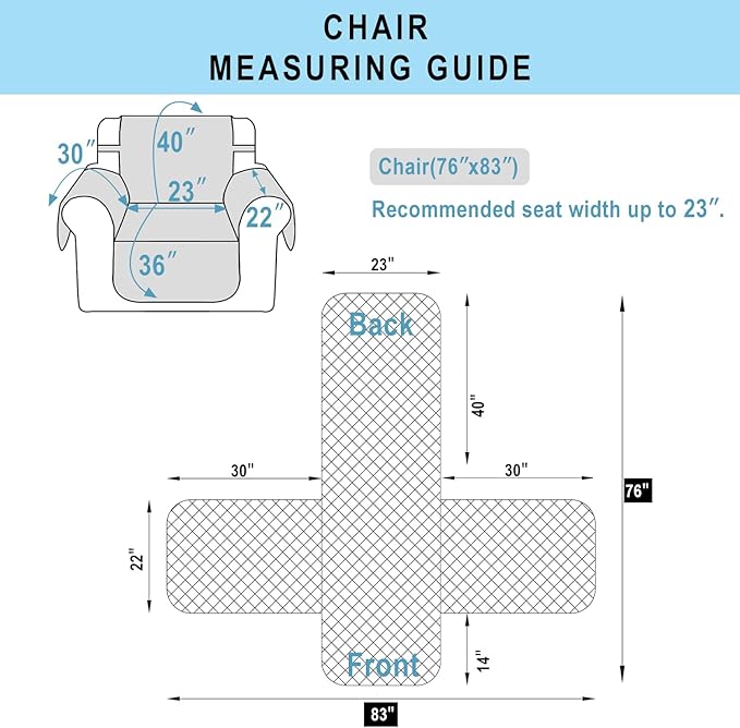 Recliner Chair Covers Reversible Sofa Cover Couch Cover for Pets Lazy Boy Furniture Protector(23''Chair,Greyish Green/Taupe)