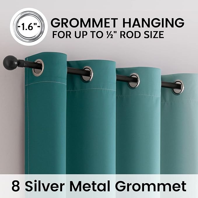 SimpleHome Blackout Curtains Ombre for Living Room,Room Darkening Teal Curtains Set of 2 Panels Thermal Insulated Bedroom Curtains，52 x 84 Inch