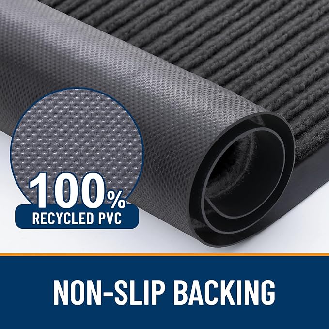 OLANLY Front Door Mat Indoor Outdoor Entrance, Waterproof Heavy Duty Doormat, Fade Resistant, Low Profile, Easy Clean Patio Porch Welcome Floor Mats for Entry, 71x23, Charcoal Grey