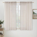MIULEE White Linen Curtains 63 Inch Length 2 Panels for Bedroom Living Room, Soft Thick Linen Textured Natural Window Drapes Semi Sheer Light Filtering Back Tab Rod Pocket Burlap Look Decor