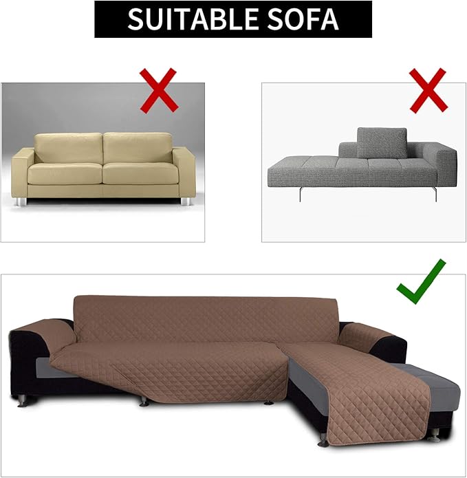Easy-Going Sofa Slipcover L Shape Sofa Cover Sectional Couch Cover Chaise Slip Cover Furniture Protector Cover for Pets Kids Children Dog Cat (Large,Brown/Brown)