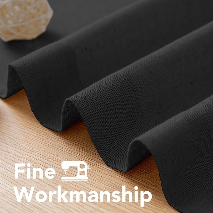 H.VERSAILTEX Living Room Linen Curtains Home Decorative Nickel Grommet Curtains Privacy Added Energy Saving Light Filtering Window Treatments Panels for Bedroom, Heather Black, 2 Panels, 52 x 84 Inch