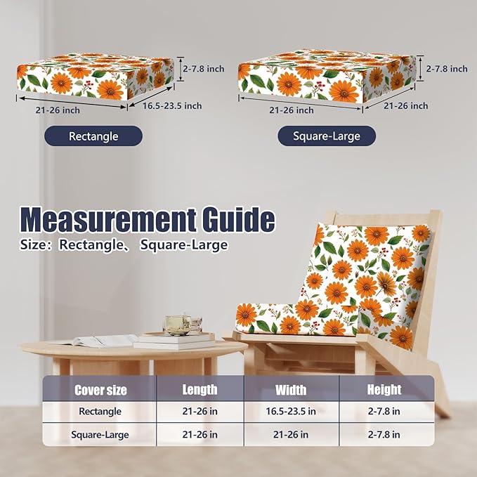 8Pcs Stretch Patio Cushion Covers, Outdoor Couch & Sofa Replacement Slipcovers for Patio Furniture Cushion Covers, Washable Reusable Furniture Protector