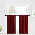RYB HOME Blackout Cafe Curtains 30 inch Length, Short Light UV Heat Blocking Energy Saving Privacy Curtain Tiers for Basement Bathroom Kitchen Window, Width 29 by Length 30, Burgundy Red, 2 Panels